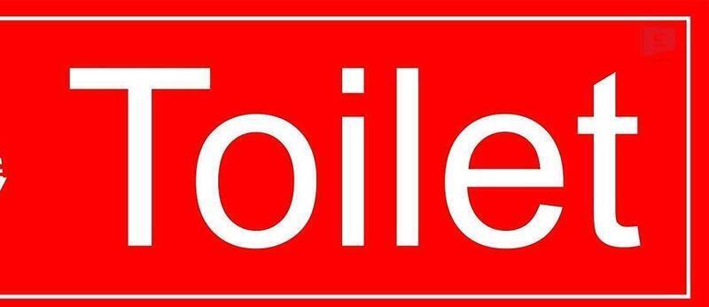 Self Adhesive TOILET Door Sign Sticker for Office / Restaurant / Hotel and More 7 Inch / 3.5 Inch