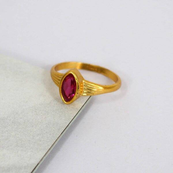 Shubham Gold Ruby Marquise Stone Ring For Women