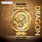 SKMEI 9193 Dragon Quartz Luxury Stainless Steel Alloy Business Waterproof Wristwatches For Men