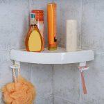 Snap Up Shelf Corner Rack, Triangular Corner Shelf, ABS Bathroom Shower Corner Storage Shelf Shower Triangular Holder Rack Organizer