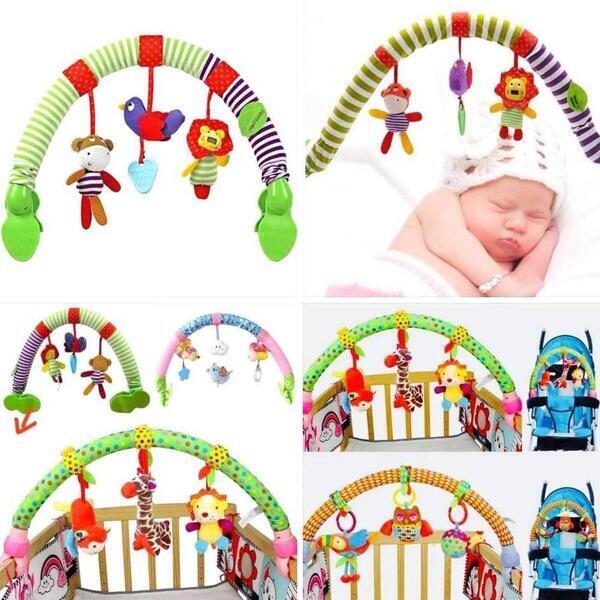 Soft Plush Cartoon Animals Stroller Rattle Hanging Toy
