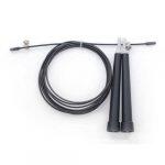 Speed Rope/Skipping Rope/Jump Rope (Adjustable Length, Coated Steel Cable, Single Surface Bearing (Black)