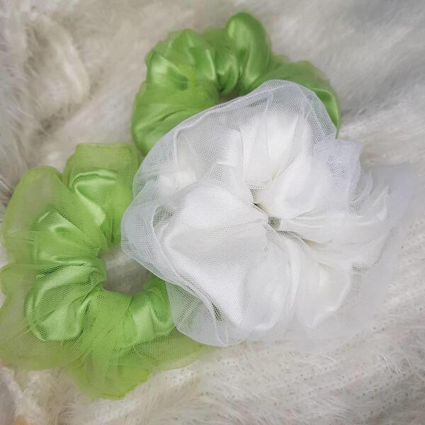 Spunky Addons Double Layer Net Handmade Hair Scrunchies