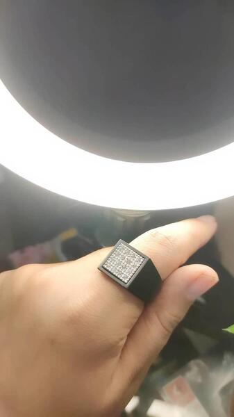 Square Ring With Sparkling Stones For Men