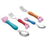 Stainless Steel Childrens Eating Baby Fork and Spoon set ( 4pieces)