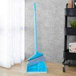 Standing Dustpan & Cleaning Brush Mop/Brooms Set (Blue)