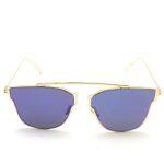 Stylish Design Golden Frame Sunglasses with Blue Mercury Shades