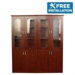 Sunrise Furniture Seesau Wood 4 Door File Rack – Dark Walnut
