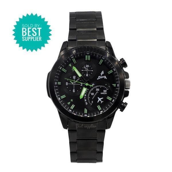 Supa Metal Chain RoundDial Full Black Fashion Watch For Men