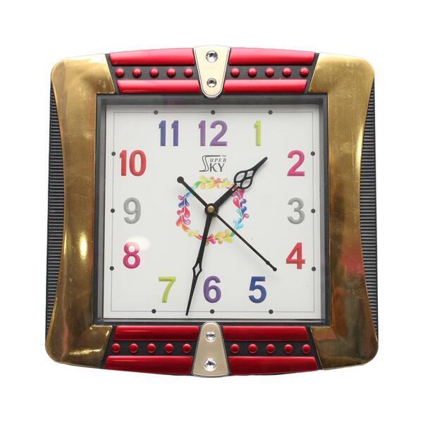 Super Sky Brown/Red Square Screen Design Wall Clock