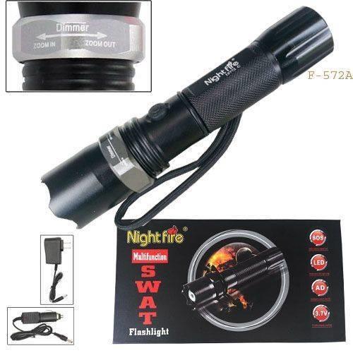 Tactical Military Grade SWAT LED Rechargeable Flashlight Heavy Duty 3W with 2200mAh Battery and Car Charger