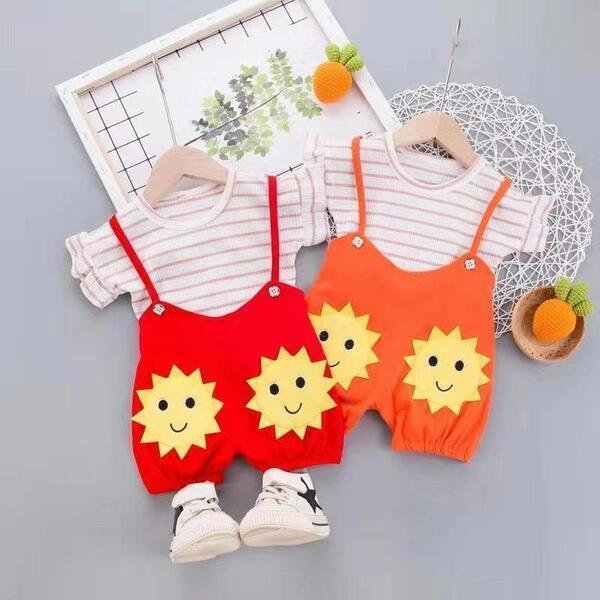 Toddler Kids Baby Girl Cute Cartoon T Shirt Overalls Suspender Pants Outfits Set