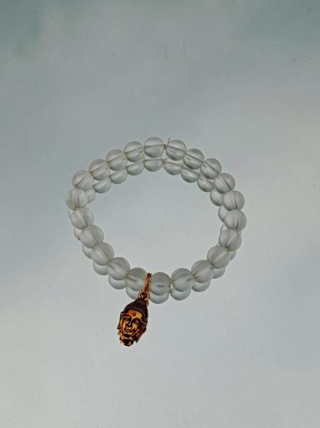 Transparent White Beads Bracelet With Charm