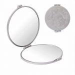 Travel Mirror Compact Cosmetic Bag Mirror For Women Magnifying Mirror For Makeup 5x – Silver