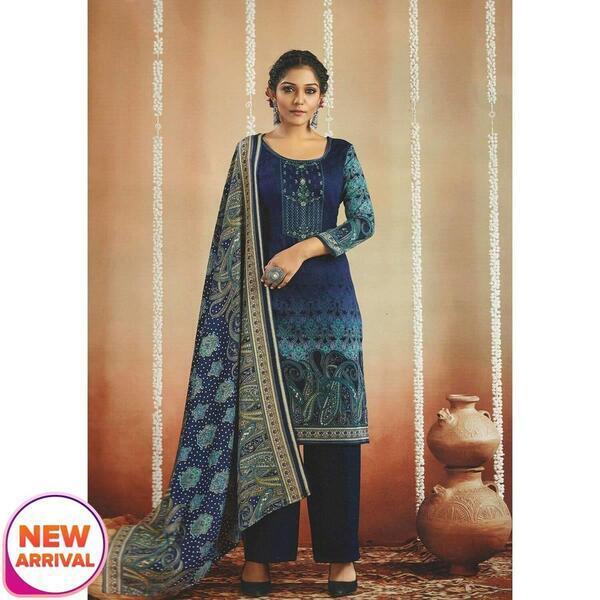 Unstitched Pashmina Salwar Kameez Sawl with Embroidery Work-1001