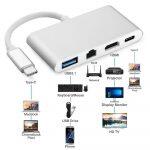 USB C to HDMI + USB 3.0 Type A + Gigabit Ethernet + USB Type C Power Delivery Charging Port Hub Adapter – USB-C to SuperSpeed USB, RJ45 LAN Network Card, 4K 1080P Video Audio Converter Cable Wire