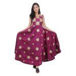 Voliet Floral Embroireded Gown With Semi-Stitched Suruwal And Shawl Set For Women