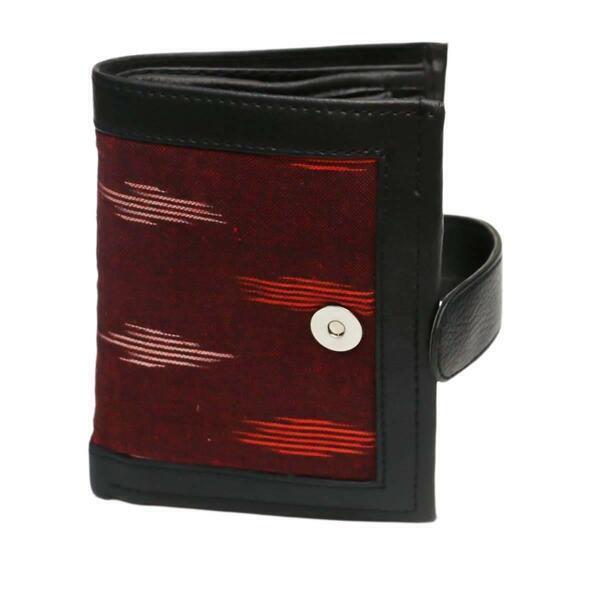 Wallet Leather With An Embossed Ikkat Fabric Burgundy
