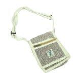 White/Black Zig-Zag Design Hemp Bag For Men