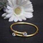 Golden Stone Studded Adjustable Panchadhatu Bangle For Women