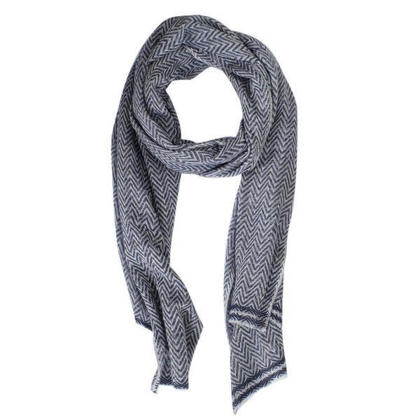 White/Grey Cashmere Printed Scarf - Unisex