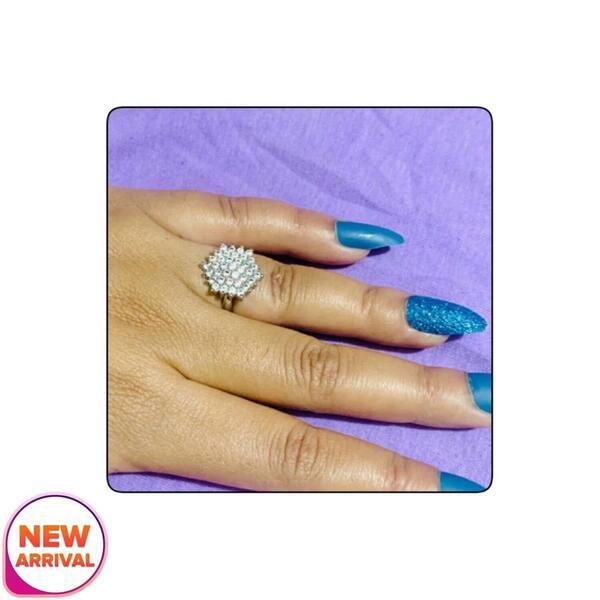 White/Silver Free Size Ring WithSmall White Stones For Women