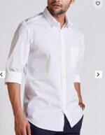 White Solids Slim Fit Shirt For Men