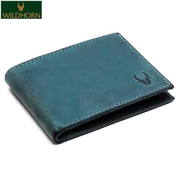 Wildhorn Nepal RFID Protected Blue Hunter Genuine Leather Men's Wallet (WH2083 Blue Hunter)