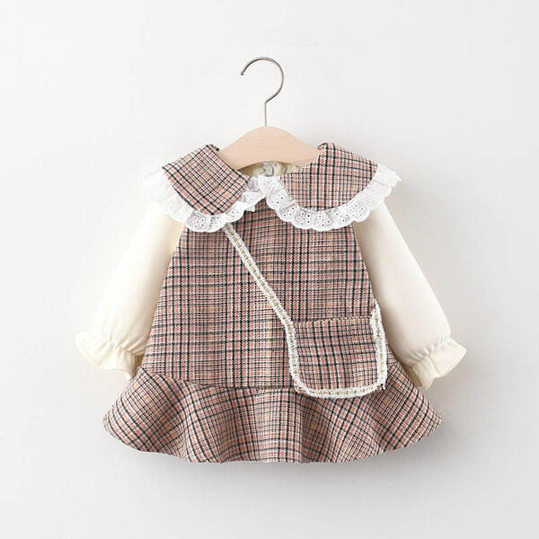 Winter Dress with a Cute Little Purse for Baby Girls