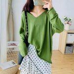 Women Full Sleeve V-Neck Woolen Soft Pullover Sweater