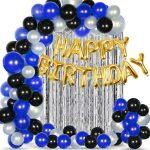 Silver and Black Balloon ,Silver Foil Birthday Decorations Kids,Adult Birthday, Golden happy birthday balloon