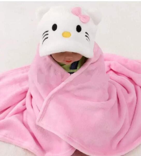 2 in 1 Use Baby Pink Bath Towel, Blancket For Girl