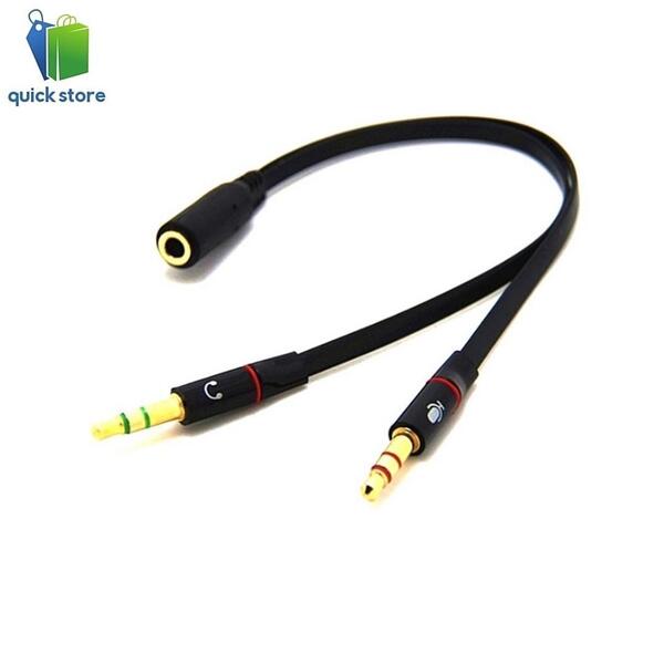 3.5mm Female To 2-Male 3.5mm Mic And Audio Splitter Aux Cable For Computer Headset Adapter