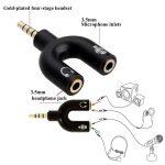 3.5mm Jack 1 Male to 2 Female Mic Audio Y Splitter Headphone Microphone Adapter