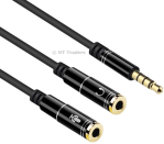 3.5mm Jack 1 Male to 2 Female with Separate Headset/Microphone Genuine Adapter Audio Splitter Cable