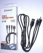 3 In 1 Fast Charging Data Cable Ds- IMCO1 1200mm (Micro Usb, Lightning and Type-C)