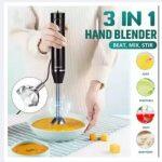 3-in-1 Immersion Hand Stick Blender 2 Speeds Electric Food Vegetable Grinder Hand-held Cooking Complementary Food Machine 300W