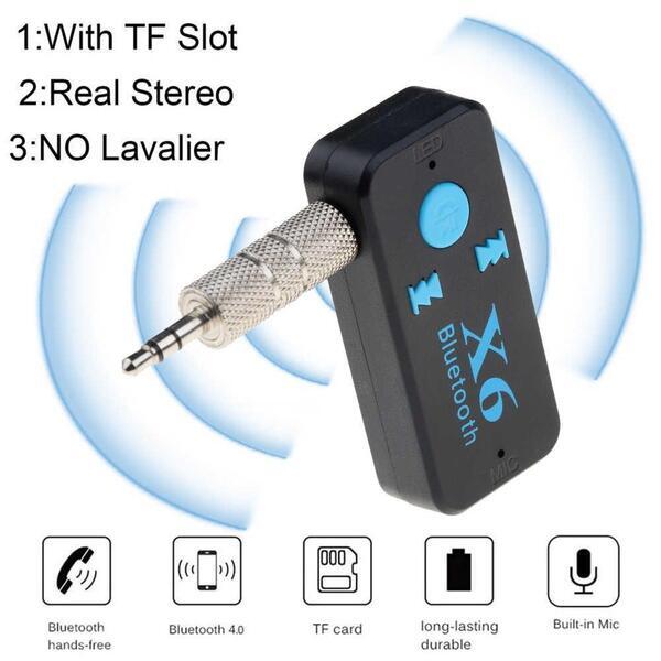 3 in 1 X6 USB Wireless Bluetooth Music Audio Receiver 3.5mm Jack Dongle Adapter Car Kit Audio Cable for Aux Car Phone