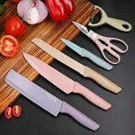 Kitchen Knife SetCorrugated Colorful Stainless Steel Chef Knife Bread Knife Cleaver Scissors for Kitchen