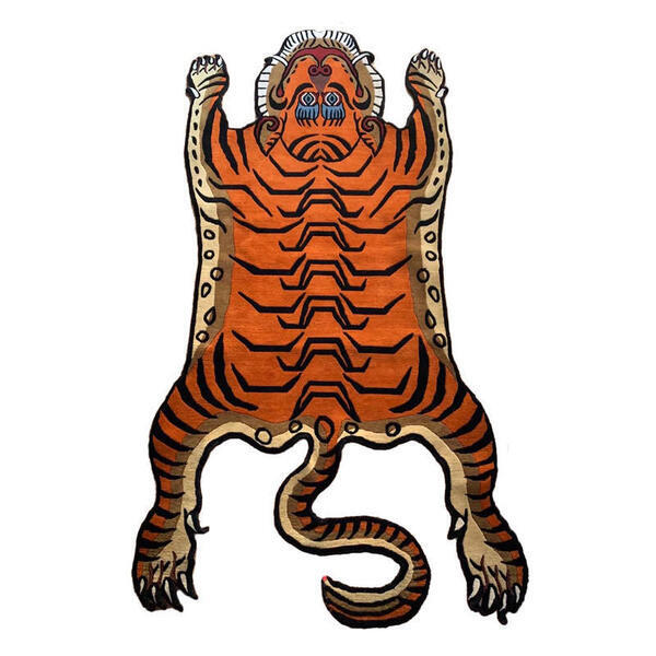 90/180 cm 100% wool handmade cut tiger carpet 100 knots a square inch Quality used 50 years