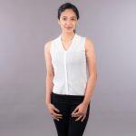 AMPERSAND Free Spirit White Card Lapel Vest For Women