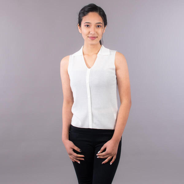 AMPERSAND Free Spirit White Card Lapel Vest For Women
