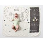 Baby Monthly Milestone Blanket Photo Prop Baby Shower Gifts Ideas Angel Wings and Stars