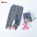 Baby/Toddler Girls Casual Fleece-Lined Solid Bow Leggings