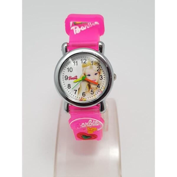 Barbie Rubber Strap Analog Watch With Sticker Book For Kids