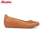 Bata Ladies Camel Brown Wedged Ballerinas 5518376