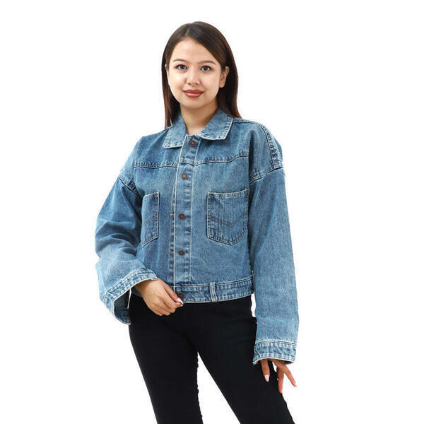 Jeans Full Sleeve Front Button Design Crop Jacket For Women