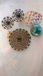 Stoned Ad Studded Pendant Set