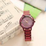 Bolano Wrist Watch For Women, Pink Colored, Stone Carved