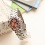 Bolano Wrist Watch For Women, Silver/Black, Stone Carved, Big Number with Day-Date